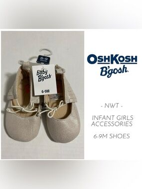 🆕OSHKOSH - 6/9M - NWT - INFANT GIRLS GOLD MOCCASIN BALLET FLATS / SHOES